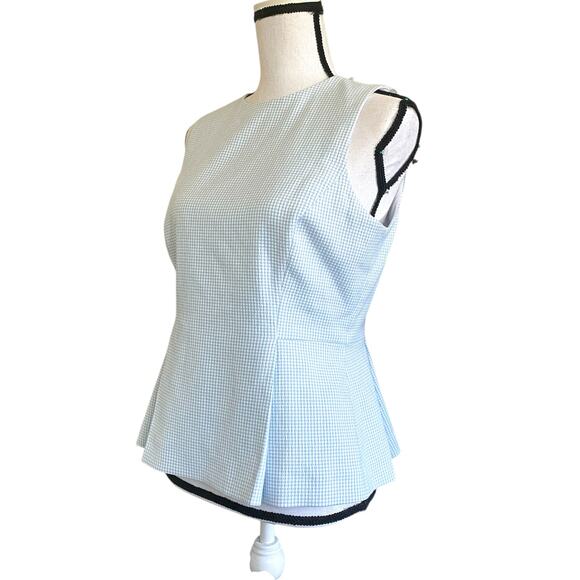 Antonio Melani Gingham Top Sleeveless Peplum Sz 10 White Blue Born on Fifth NWT - Picture 6 of 15